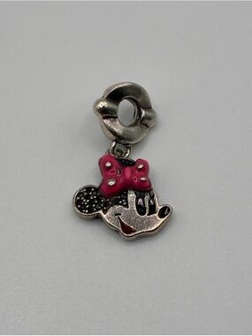 Chamilia 925 Sterling Silver Disney Minnie Mouse Pink Bow Dangle Charm